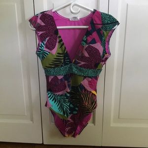 Bleu by Rod Beattie Jungle Fever Cap-sleeve One-piece swimsuit - size 6